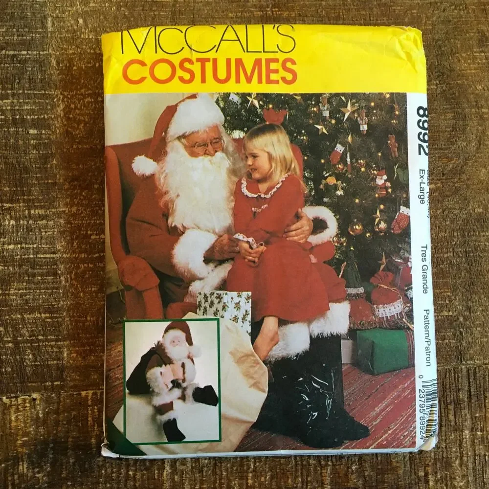 McCalls Sewing Pattern 8992 Santa Claus Christmas Costume & Doll XL 46-48 UNCUT